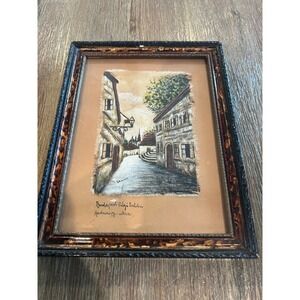 Vintage Budapest Regi Taban Hadnagy Utca Framed Oil Painting Signed Hungary Art